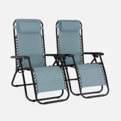 Pair of foldable zero gravity reclining chairs