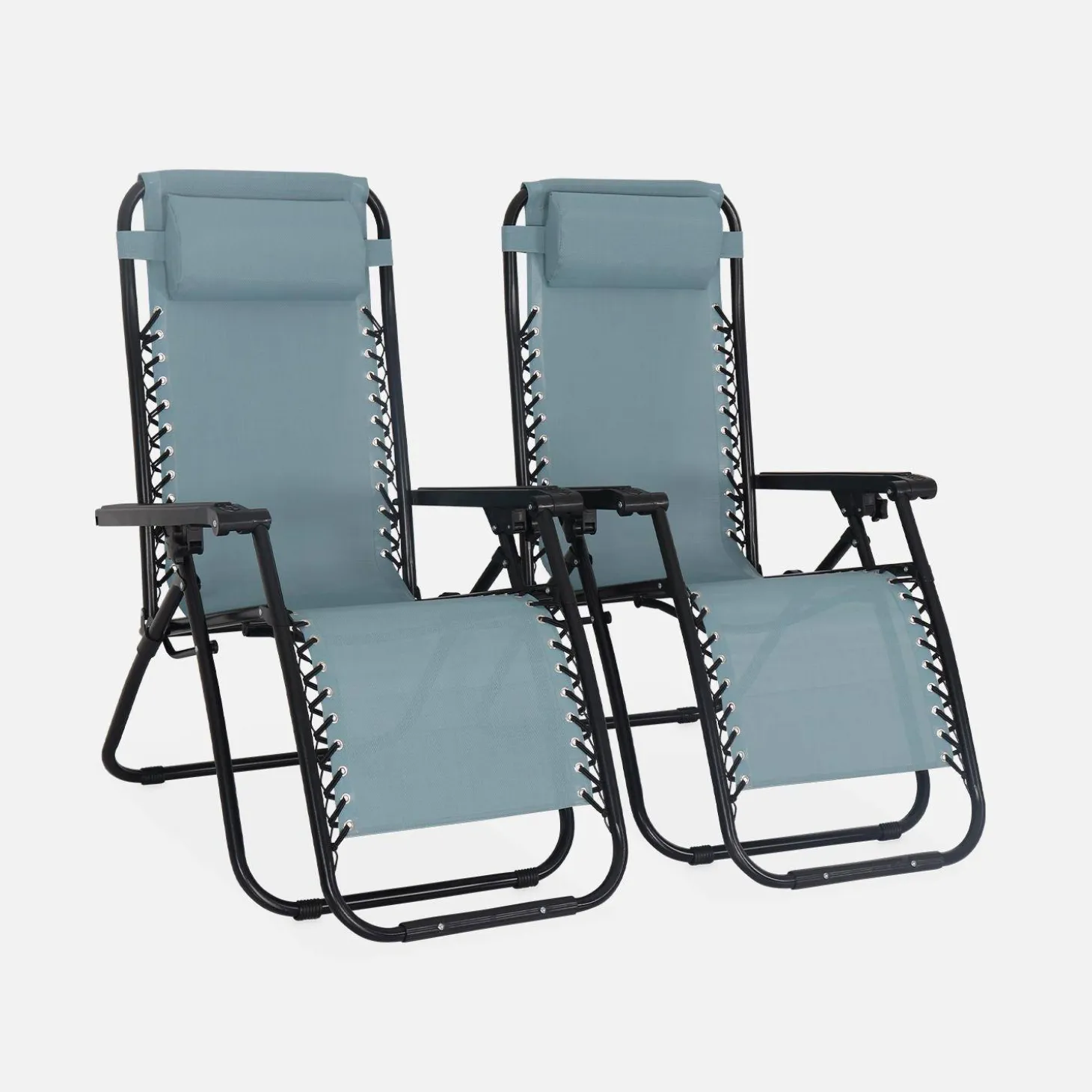 Pair of foldable zero gravity reclining chairs