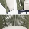 Pair of garden armchairs with rope and galvanised steel