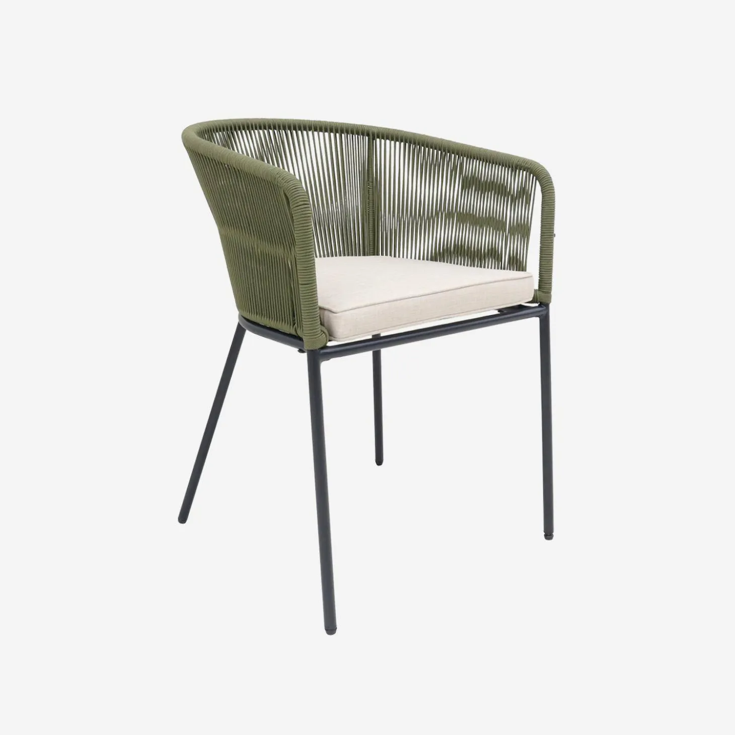 Pair of garden armchairs with rope and galvanised steel