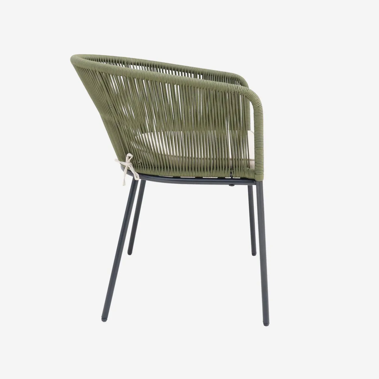 Pair of garden armchairs with rope and galvanised steel