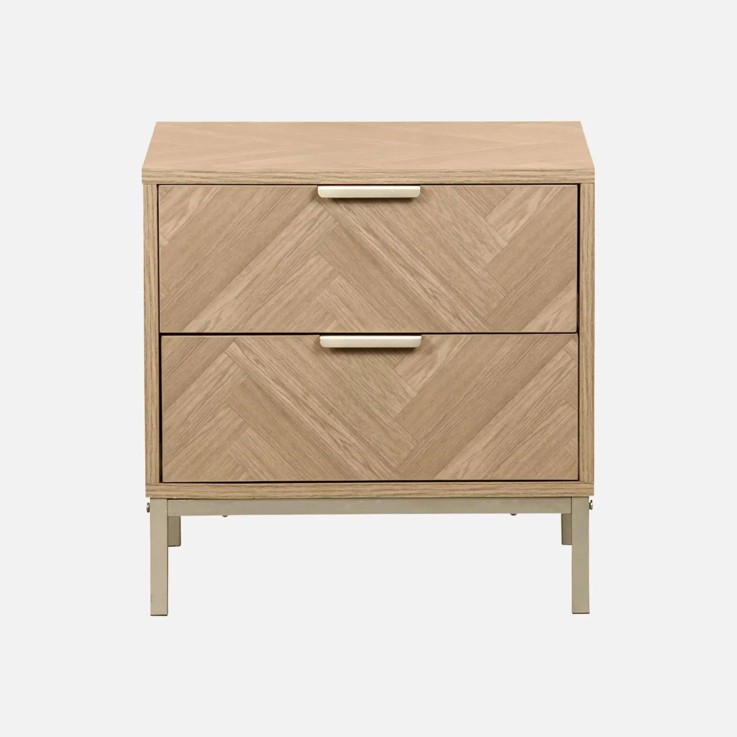 Pair of herringbone bedside tables with 2 drawers
