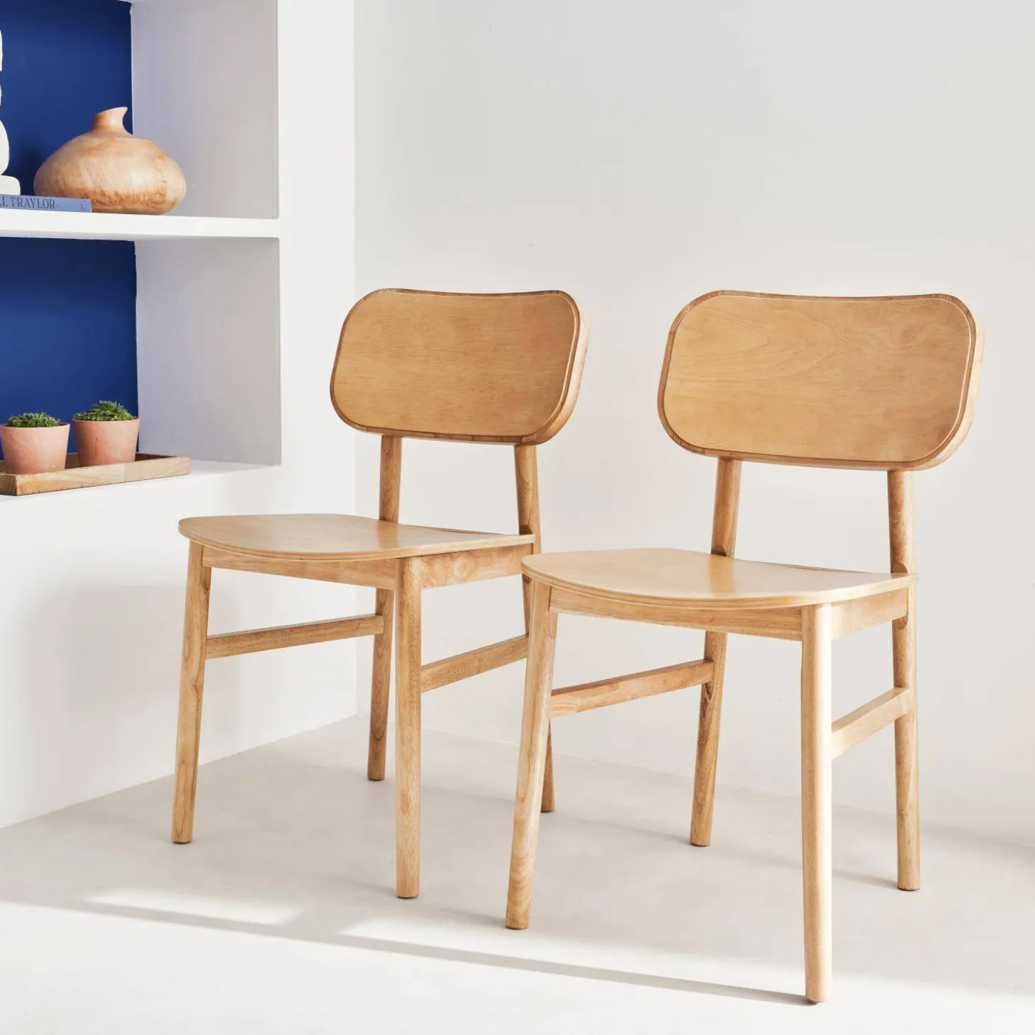 Pair of hevea wood chairs