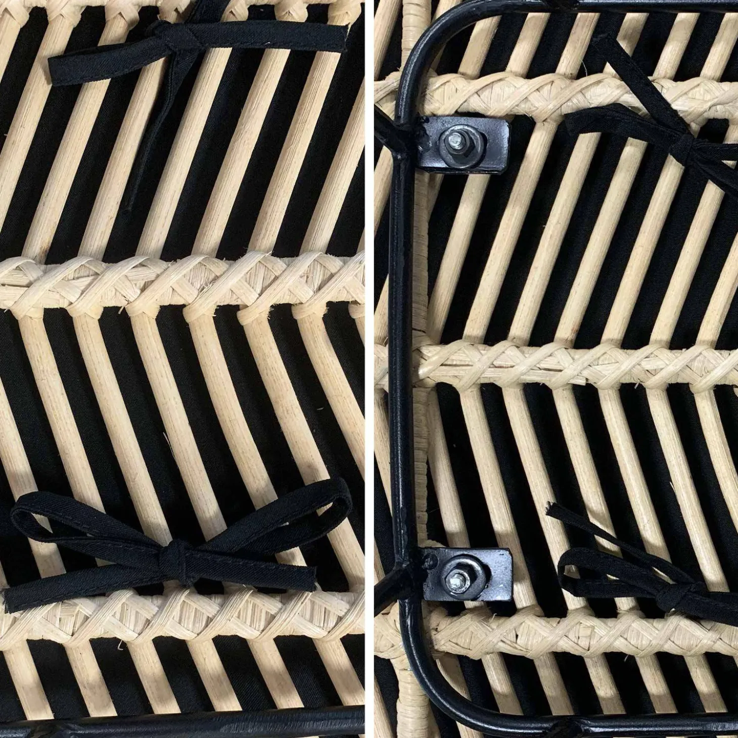 Pair of high-backed rattan dining chairs