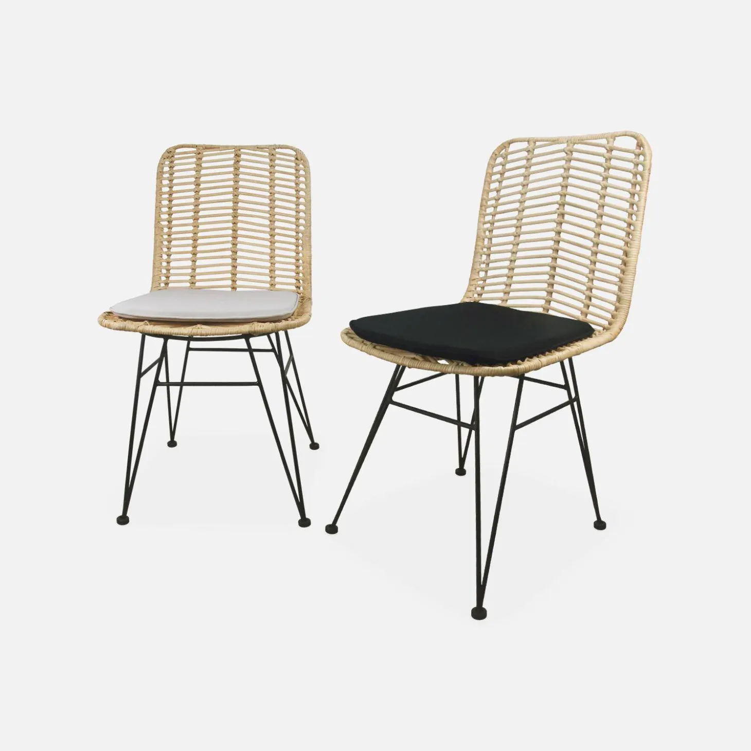 Pair of high-backed rattan dining chairs