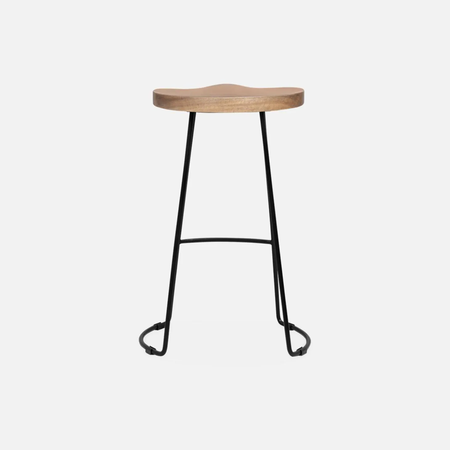 Pair of industrial metal and wooden bar stools