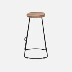 Pair of industrial metal and wooden bar stools