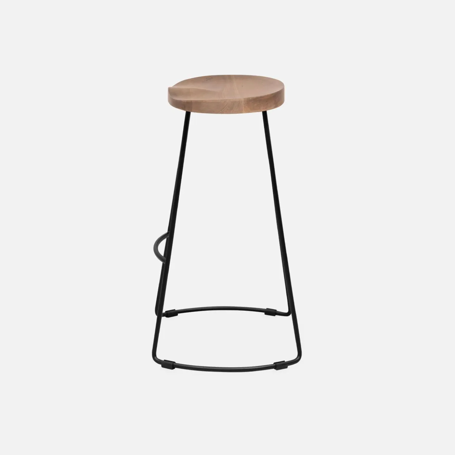 Pair of industrial metal and wooden bar stools