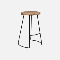 Pair of industrial metal and wooden bar stools