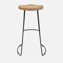 Pair of industrial metal and wooden bar stools