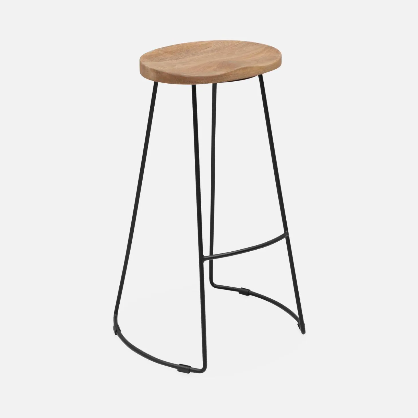 Pair of industrial metal and wooden bar stools