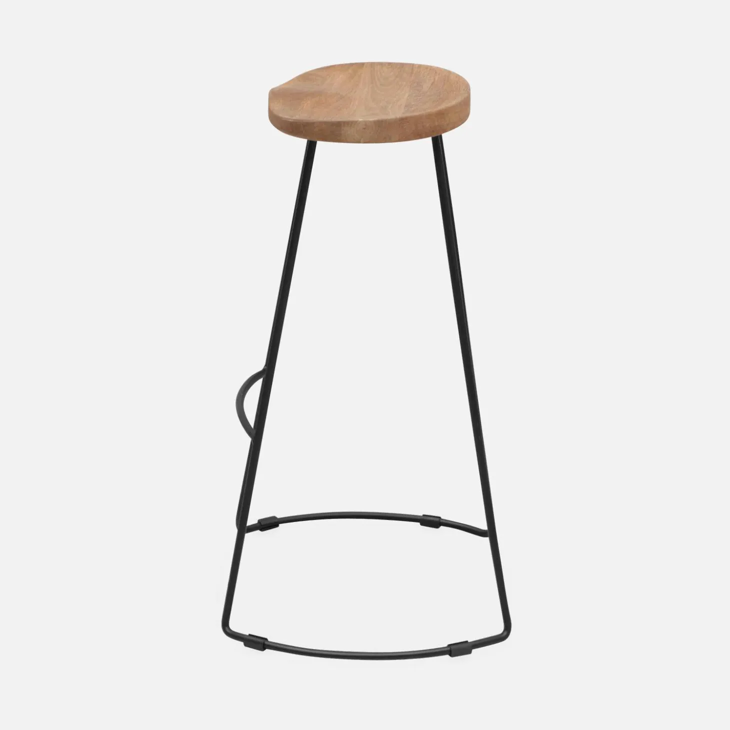 Pair of industrial metal and wooden bar stools