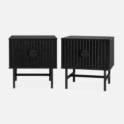 Pair of industrial style bedside tables with drawer