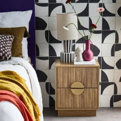Pair of mango wooden effect 2-drawer bedside tables