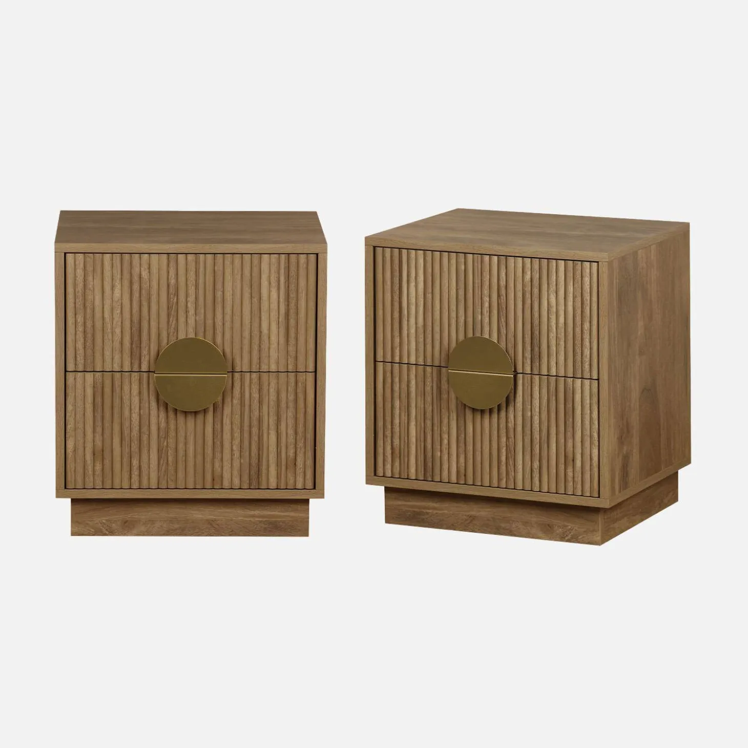 Pair of mango wooden effect 2-drawer bedside tables