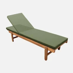 Pair of multi-position wooden sun loungers with wheels