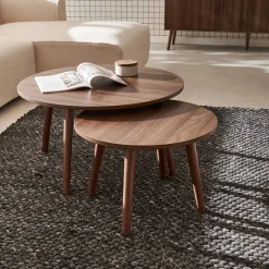 Pair of nesting coffee tables with wood effect