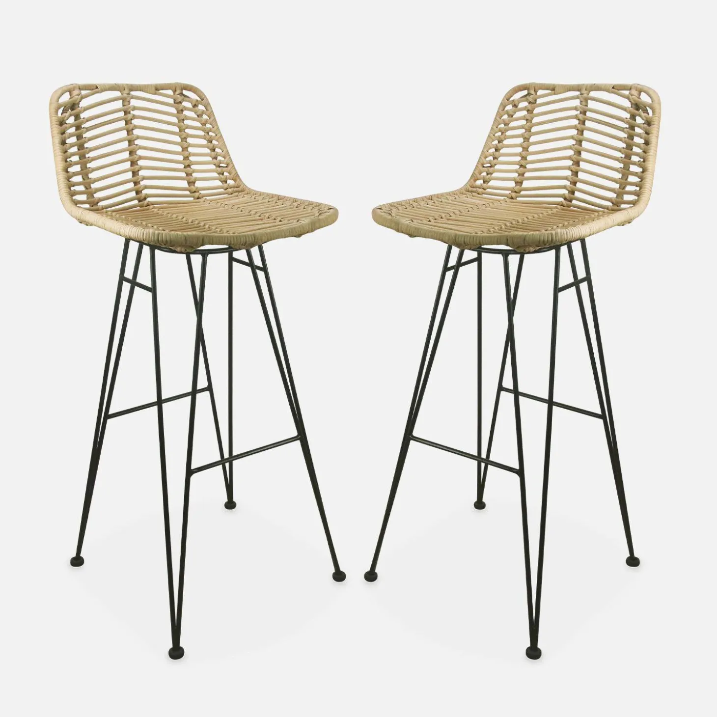 Pair of rattan bar stools 75cm