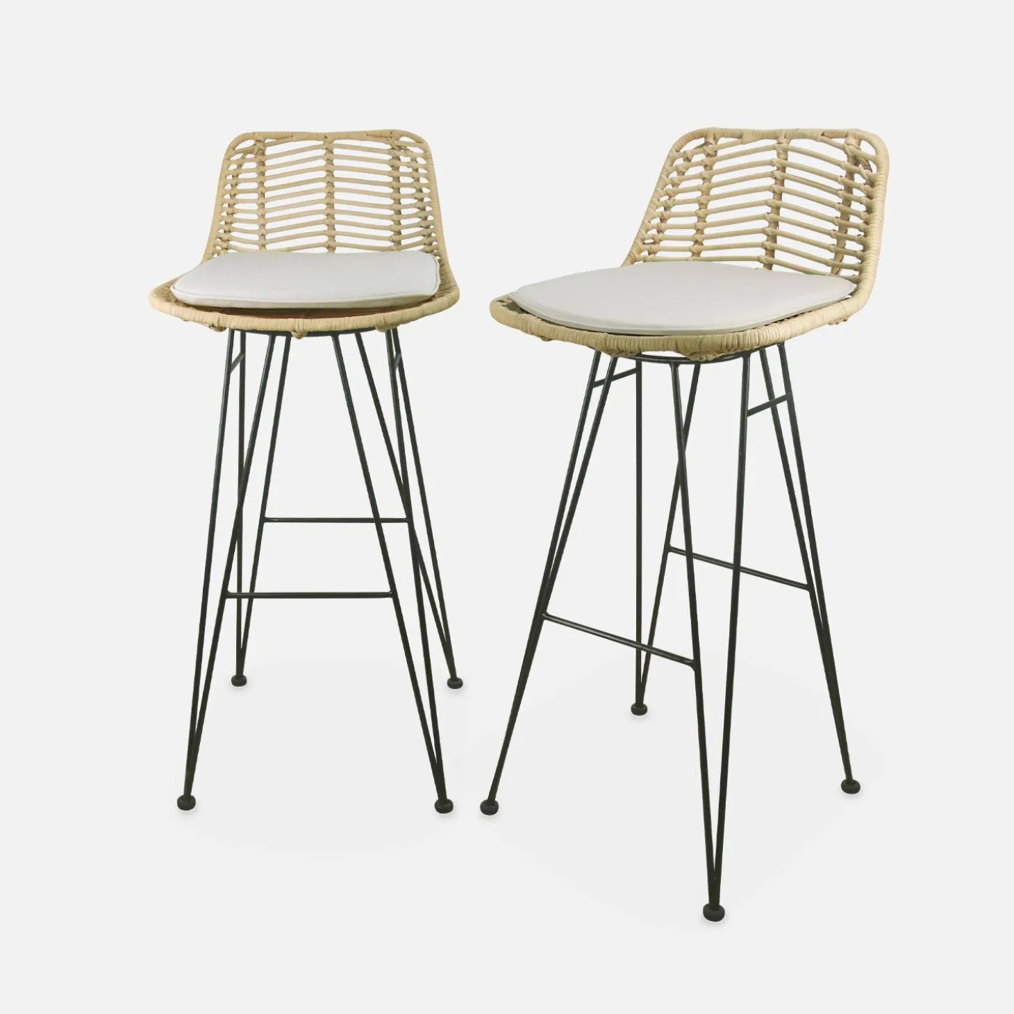 Pair of rattan bar stools 75cm