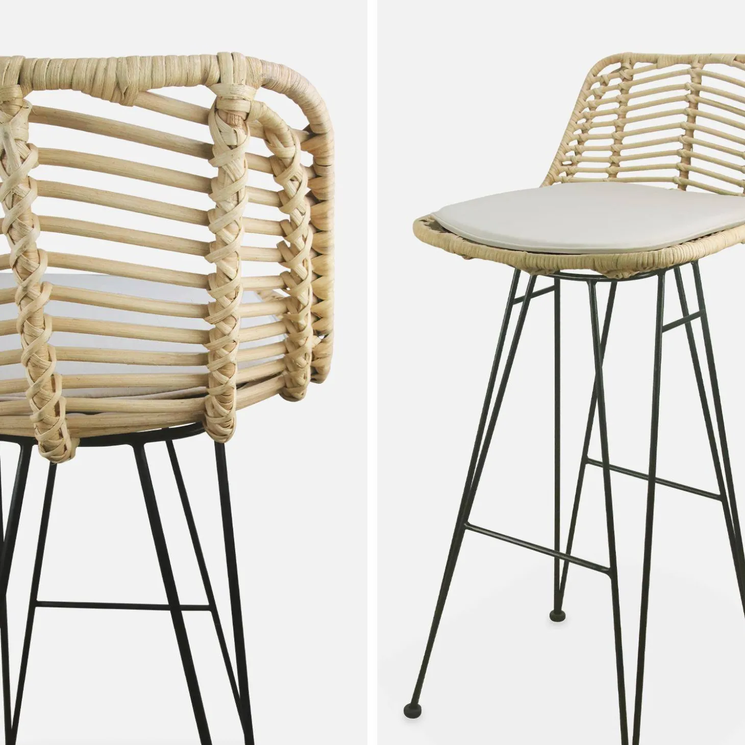 Pair of rattan bar stools 75cm