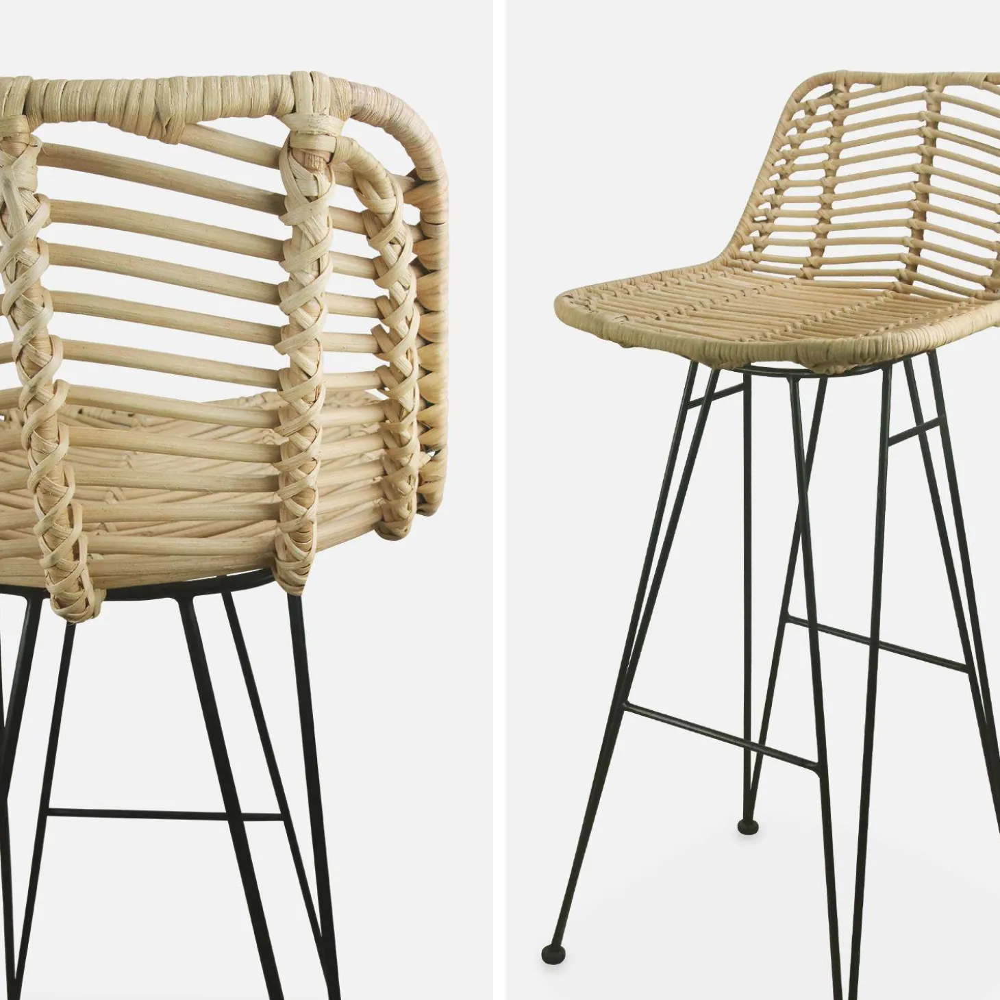 Pair of rattan bar stools 75cm
