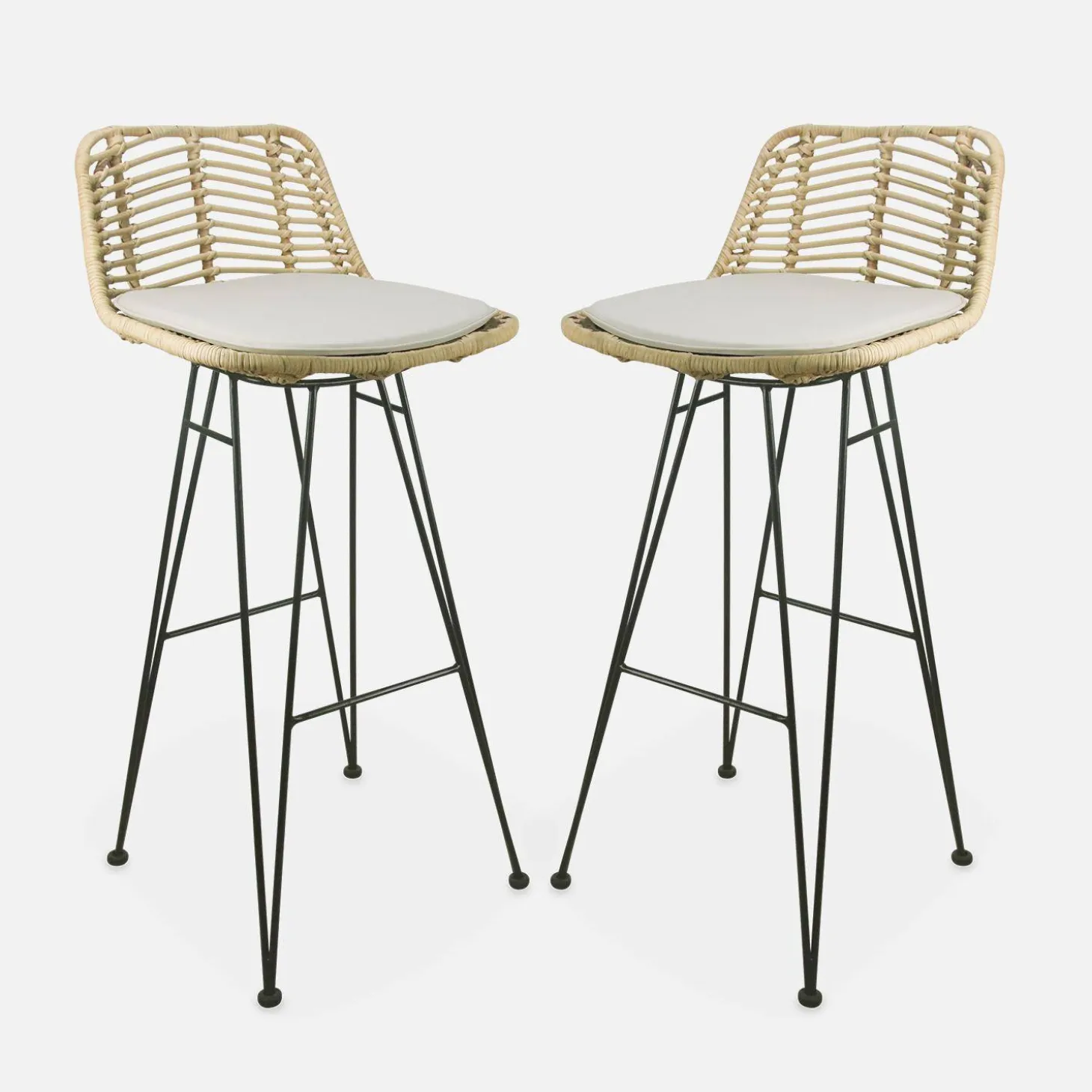Pair of rattan bar stools 75cm