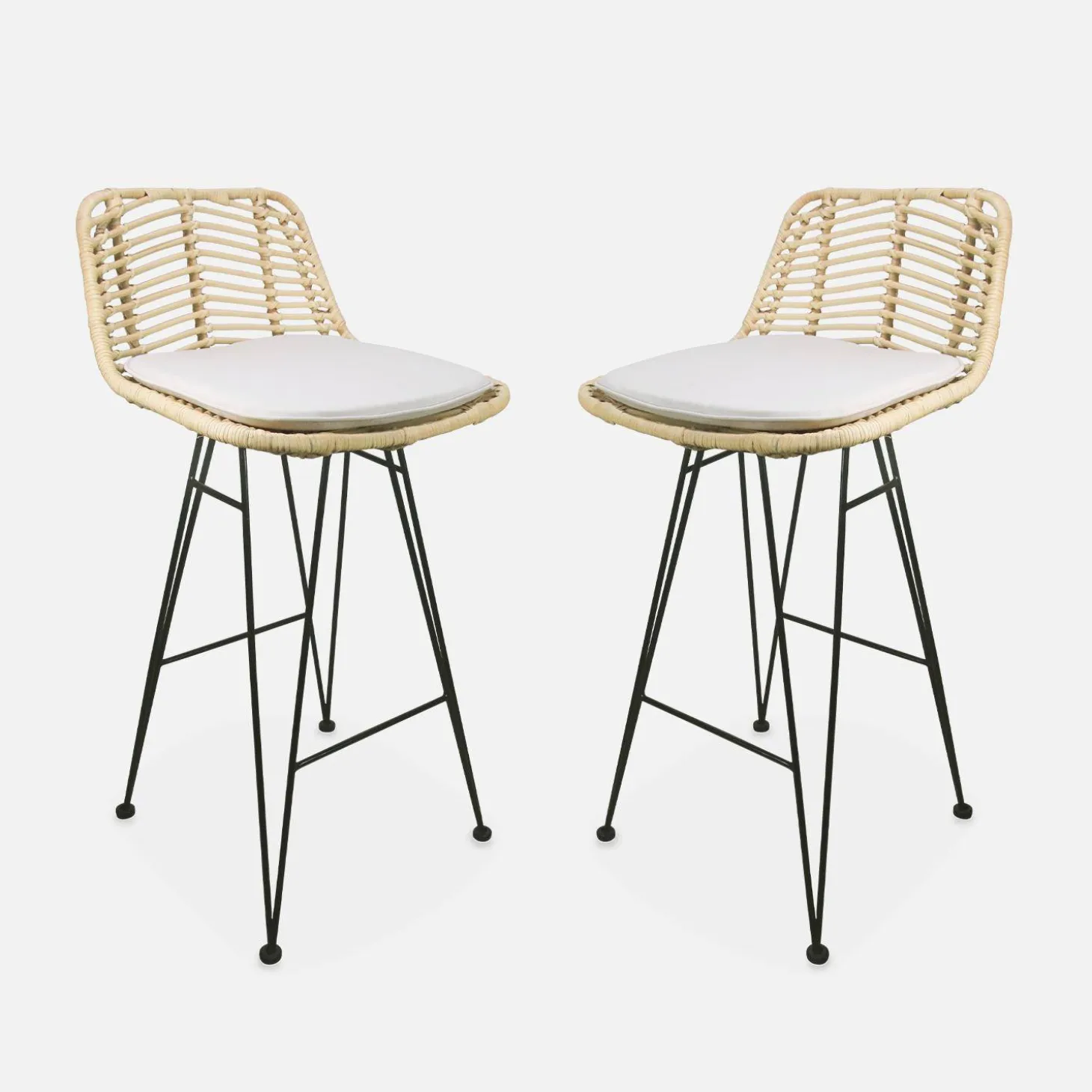 Pair of rattan bar stools 67cm