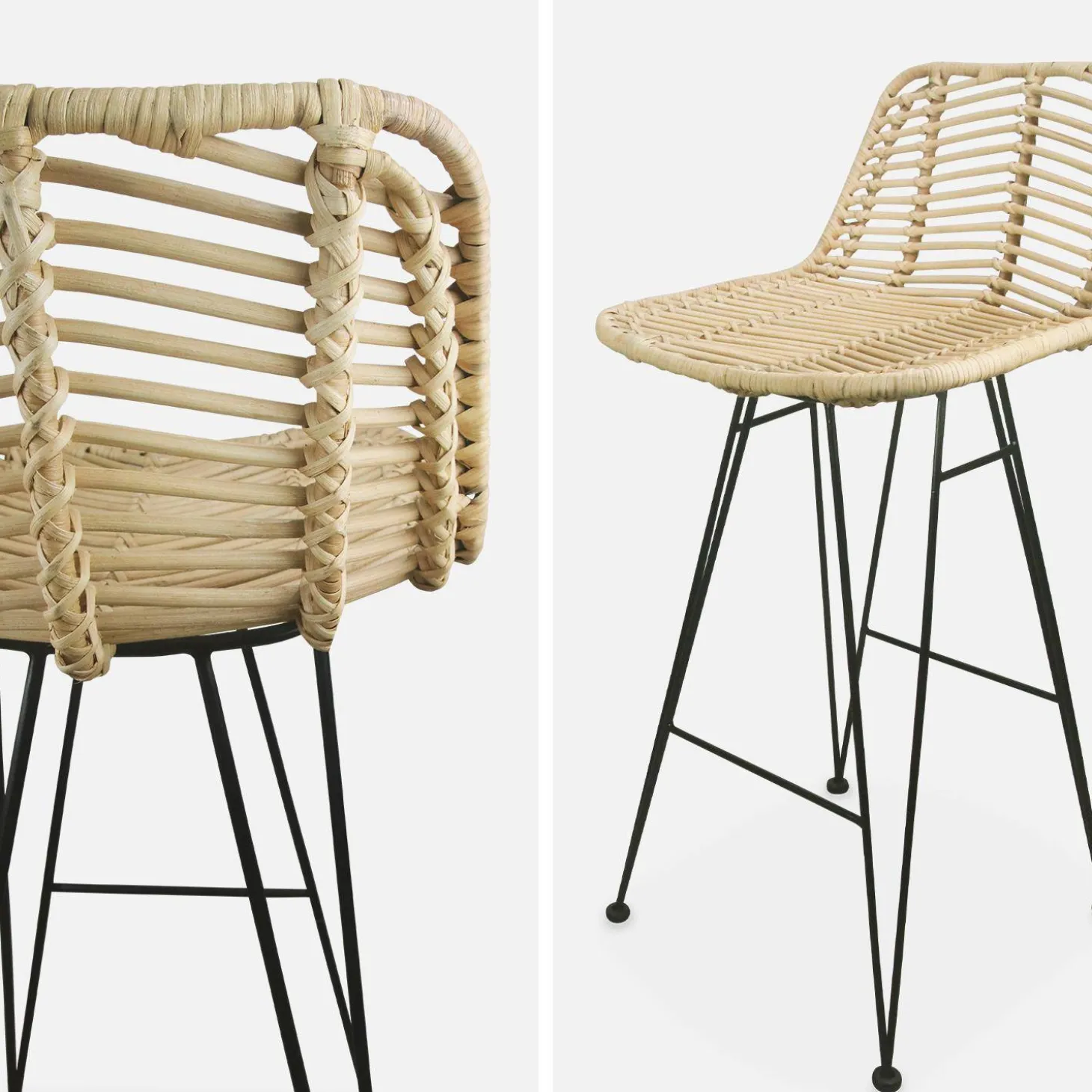 Pair of rattan bar stools 67cm