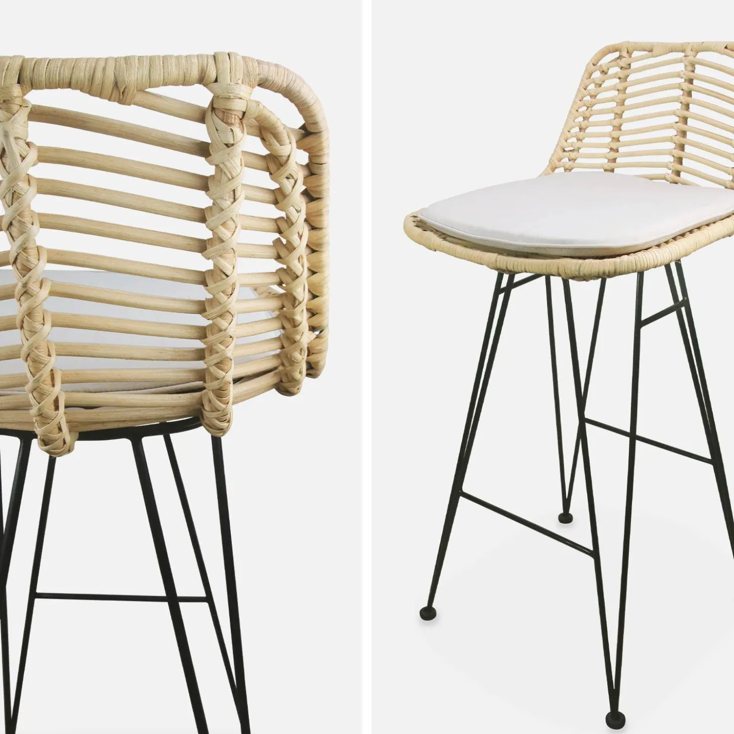 Pair of rattan bar stools 67cm