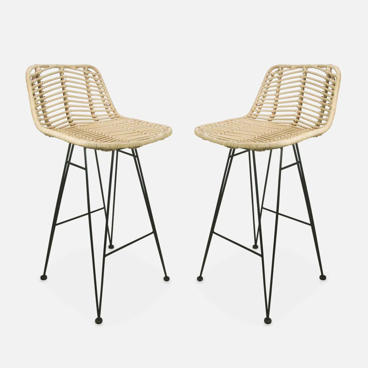 Pair of rattan bar stools 67cm