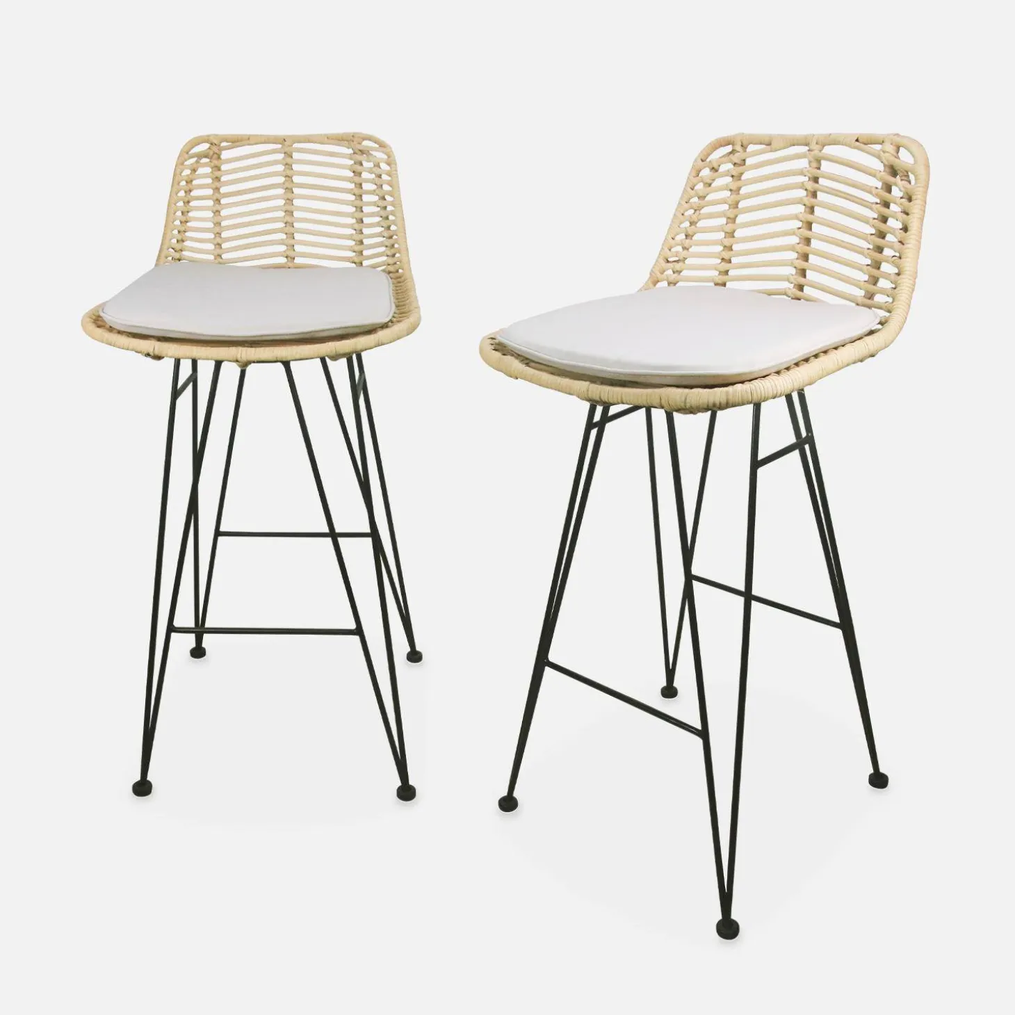 Pair of rattan bar stools 67cm