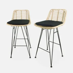Pair of rattan bar stools 67cm