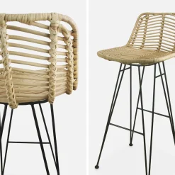 Pair of rattan bar stools 75cm