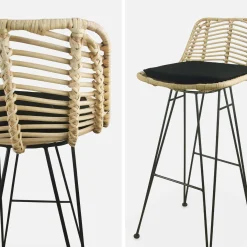 Pair of rattan bar stools 75cm