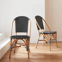 Pair of rattan bistro chairs and polyrattan