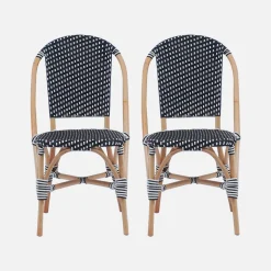 Pair of rattan bistro chairs and polyrattan