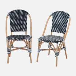 Pair of rattan bistro chairs and polyrattan