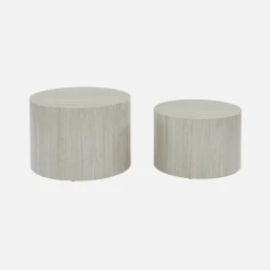 Pair of round marble-effect nesting coffee tables