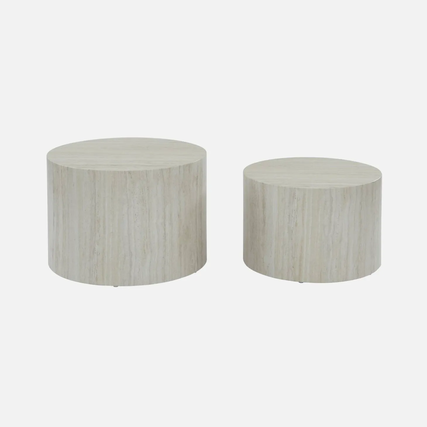 Pair of round marble-effect nesting coffee tables