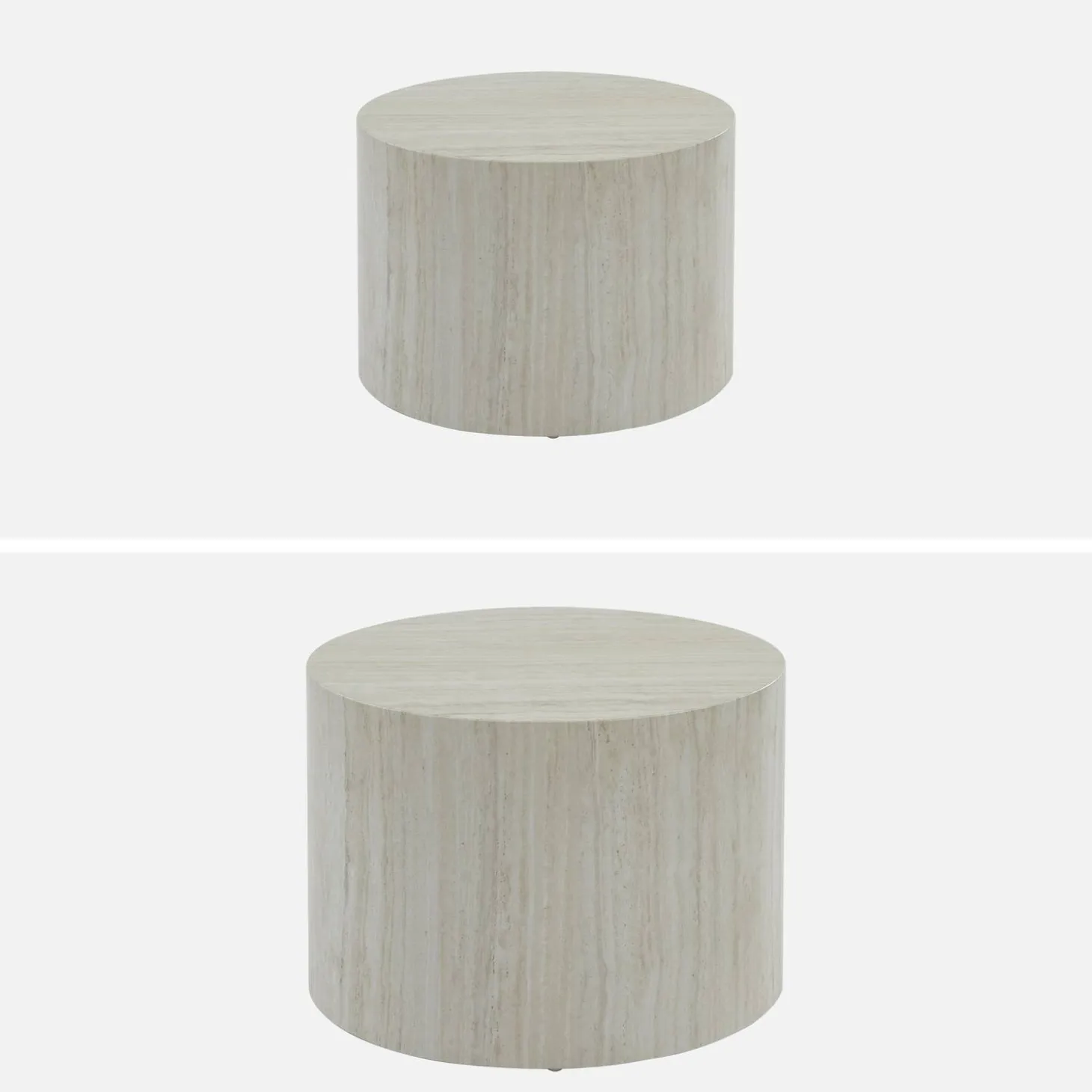 Pair of round marble-effect nesting coffee tables