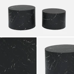 Pair of round marble-effect nesting coffee tables