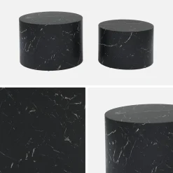 Pair of round marble-effect nesting coffee tables
