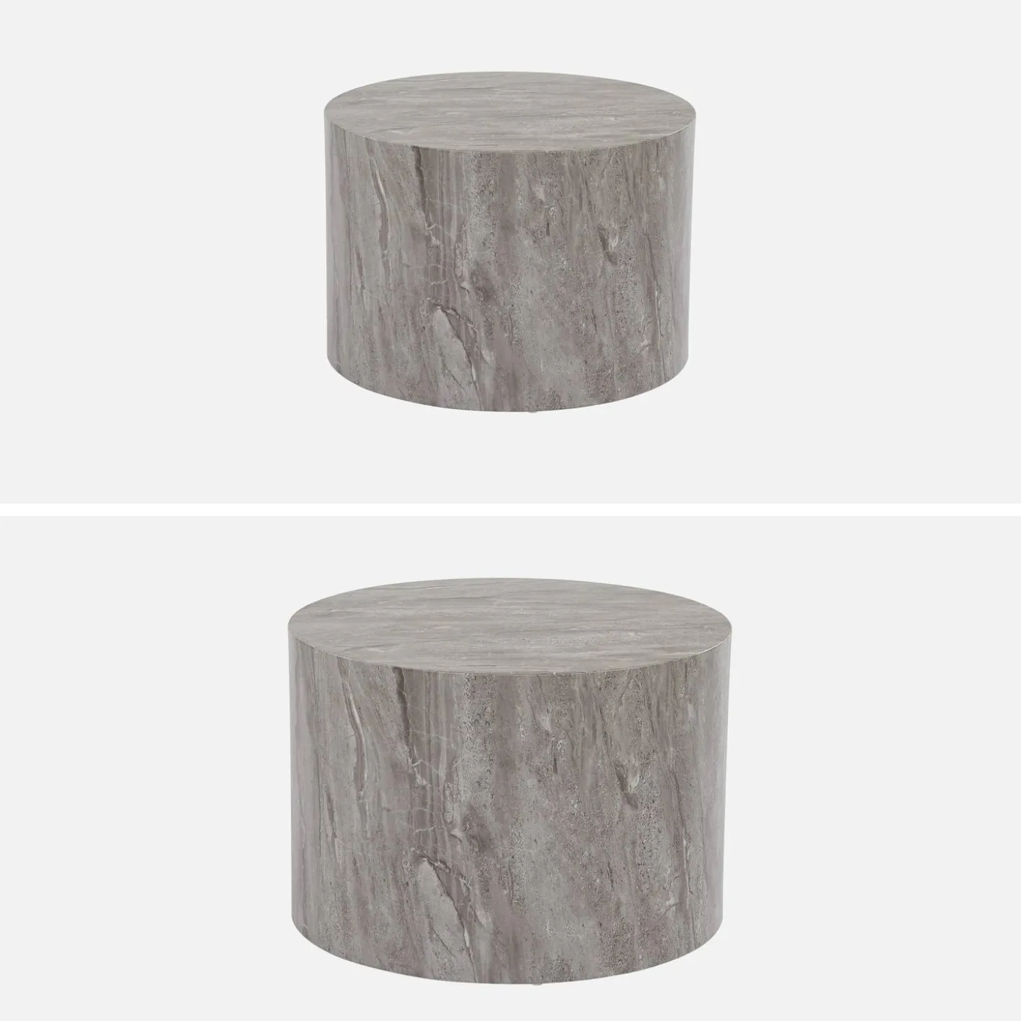 Pair of round marble-effect nesting coffee tables