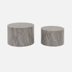Pair of round marble-effect nesting coffee tables