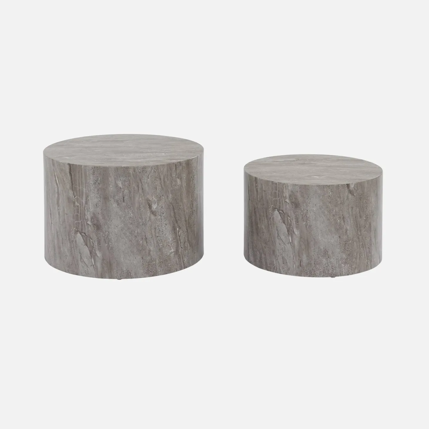 Pair of round marble-effect nesting coffee tables