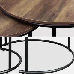 Pair of round nesting coffee tables in wood effect