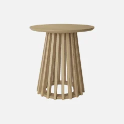 Pair of round wooden-effect coffee tables, 40cm and 60cm