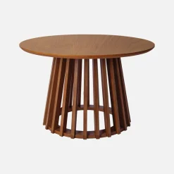 Pair of round wooden-effect coffee tables, 40cm and 60cm