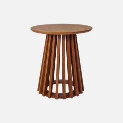 Pair of round wooden-effect coffee tables, 40cm and 60cm