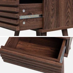 Pair of scandi-style bedside tables with grooved wood effect